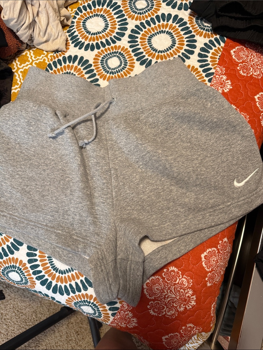 Nike Grey Heather Fleece Athletic Shorts with Swoosh